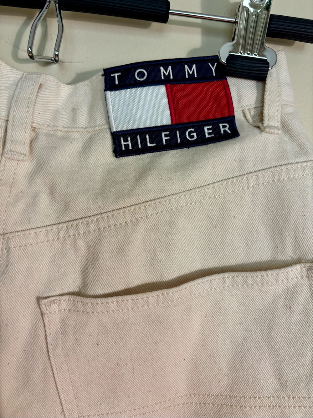 Tommy Hilfiger Vintage 90s Logo Ivory Denim Mini Skirt Size 10 - Picture 5 of 9